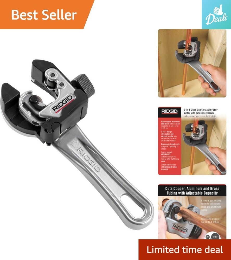 Ergonomic Ridgid 32573 Auto-Feed Tubing Cutter for Tight Spaces &ndash; 1/4&Prime; to 1-1/8&Prime;