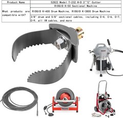 52822 T-232 3&Prime; C Cutter Cable Coupling Drain Cleaning Tool for 3/8&rdquo; & 5/8&rdquo; Drum