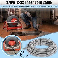 37847 C-32 Inner Solid Core Drain Cleaning Cable 3/8 Inch x 75 ft, Compatible&hellip;