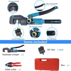Muzata Blue Hydraulic Crimper Tool for Custom Cable Railing 1/8&Prime; Stainless Steel
