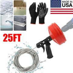 Drain Auger 25ft 1/4in Drum Plumbing Drain Snake Clog Remover Autofeed