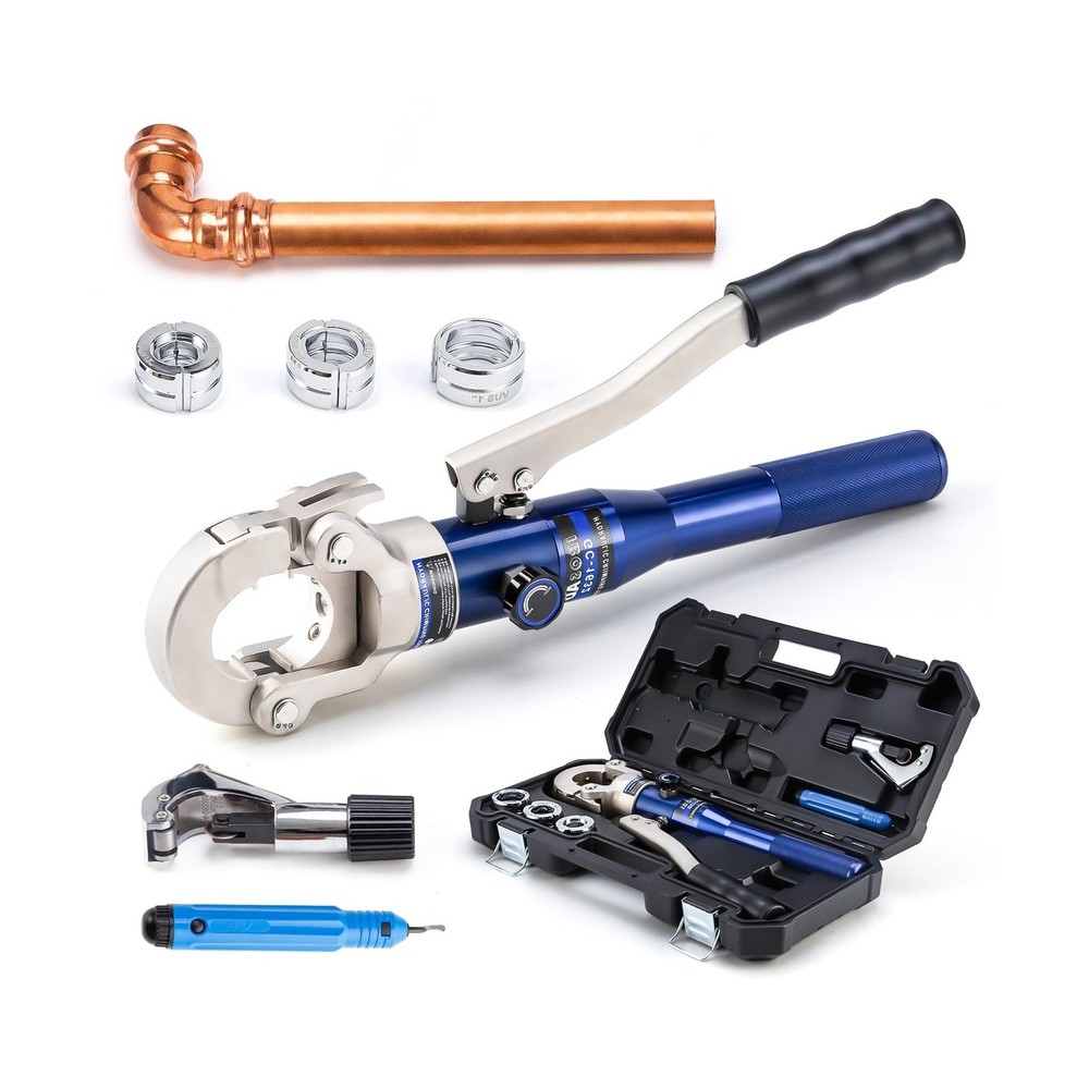 Copper Tube Fittings Hydraulic Pipe Crimping Tool with 1/2&Prime;,3/4&Prime; and 1&Prime; Jaw C&hellip;