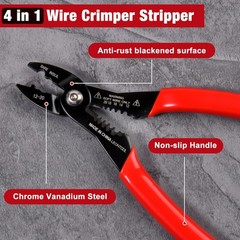 Compact 7&Prime; Electricians Pliers &ndash; 4-in-1 Wire Stripper, Crimper, Cutter, Gripper