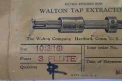 6 PIECES, #10 (3/16) 3 FLUTE, WALTON TAP EXTRACTOR EXTRA FINGERS B254