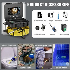 Pipe Inspection Camera w/ 512hz Locator Sewer Drain Camera Self Leveling 50M