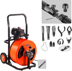Drain Snake Drill Attachment,Cutter and Auger Set,Used in 50-100FT AC Drain Clea