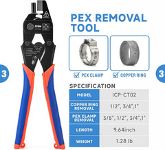 Icrimp PEX Crimping Tool Set for Copper Crimp Ring and PEX Cinch Clamp, Crimping