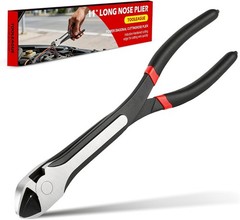 11&Prime; Diagonal Cutting Nose Plier, Non-Slip Grip, Straight Extra Long Diagonal Wir