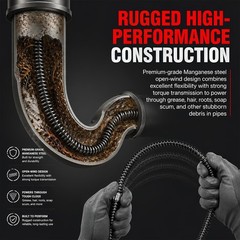 61630 A-62 Drain Cleaning Cable Kit, 7/8in x 75 Ft (5 Sections of 15ft) C-10 &hellip;