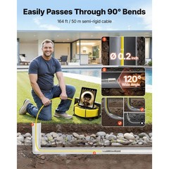 WiFi Sewer Camera 164ft Drain Pipeline Inspection, 12 LED Lights