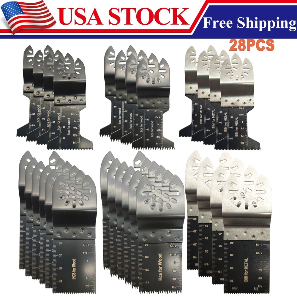28Pcs Oscillating Multi Tool Saw Blades Wood Metal Cut Cutter For Dewalt Fein