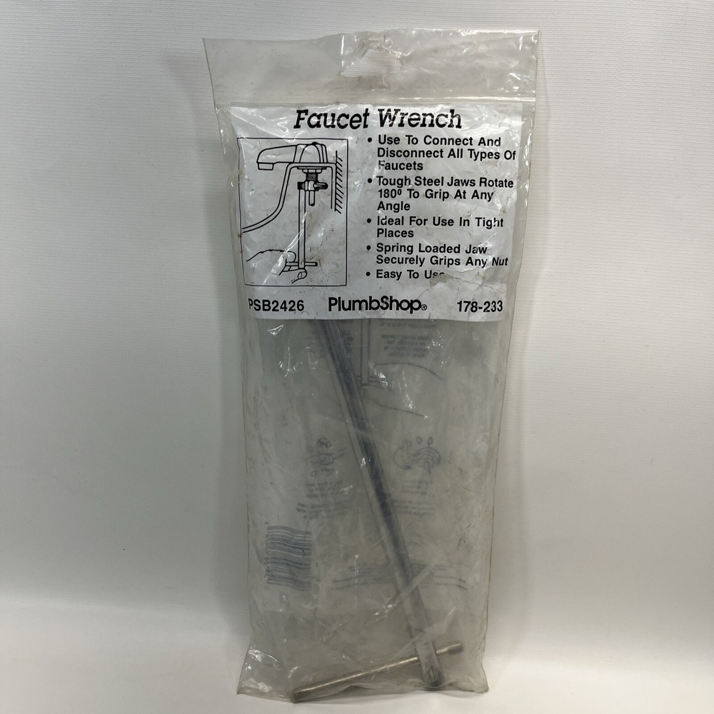 Plumb Shop PSB2426 Faucet Wrench in Packaging 178-233 Plumbing Rotate 180 Degree