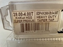 KnKut HHS SUPER PREMIUM EDP-KK24M-39.0-4.00T Heavy Duty Taper Tap(Inv#3)