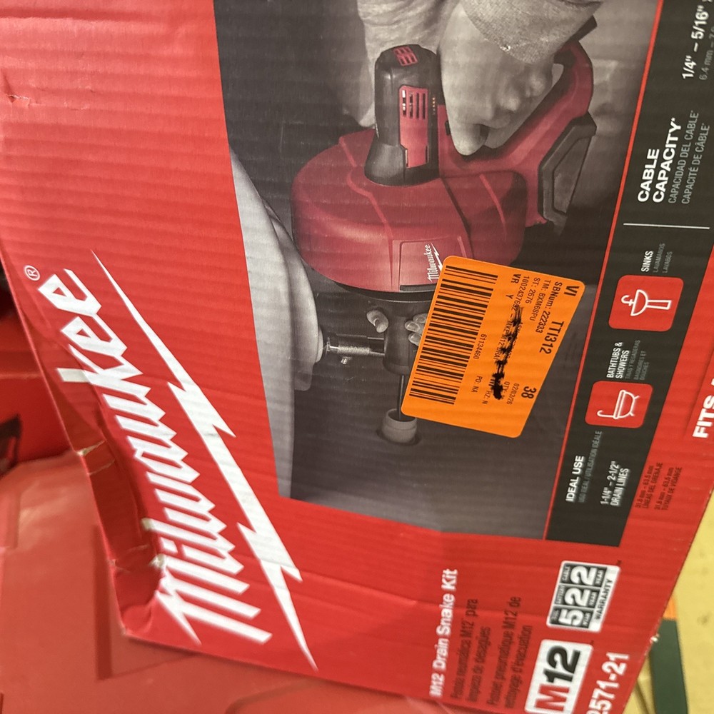 Milwaukee M12 Cordless Lithium-Ion Drain Snake Kit with Bucket 2571-21 (Red)
