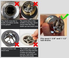 Dual Ended Tub Drain Remover Wrench Tool Heavy Duty Aluminum