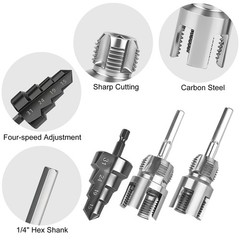 3x Internal & External Pipe Threading Tool 1/2&Prime;3/4&Prime; PPR Pipe Threader+Step Drill