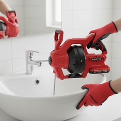 Cordless Electric Drain Snake with 25Ft Cable, Battery and Storage Bag Included
