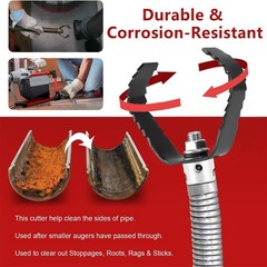 Drain Auger Cutter Set 3 Piece 1 3/16in 30mm For 48in Pipe Cleaning Grease Root