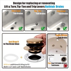 Champagne Bronze Universal Tub Drain Tip Toe Tub Conversion Kit Assembly, Art&hellip;