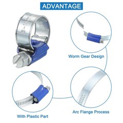 10Pcs Worm Gear Hose Clamp Clips Adjustable 8- 14mm Range Fuel Line Clamps