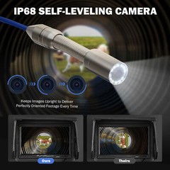 7&Prime; Self-Leveling Sewer Inspection Camera 30m/98ft 512Hz Length Counter 720P 32GB