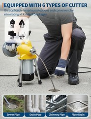 GRAVEE Drain Cleaner Machine w/ 66FT & 16FT Cable 500W Sectional Snake Auto Feed