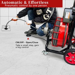 100ft Sewer Snake Machine with GFCI, 1800RPM, 4 Cutters &ndash; for 1&Prime;-4&Prime; Pipes Red