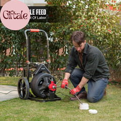 100 Ft X 1/2 Inch Auto Feed Electric Drain Snake Auger for 2 to 4 Inch Pipes, S