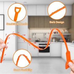 Drain Clog Remover, 25inch Snake Hair Remover(3pcs), 25 inch, Orange