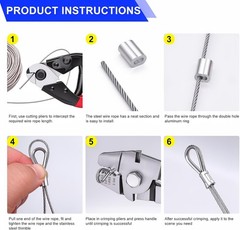 Wire Rope Crimping Tool for 2.2mm, Includes 240PCS 1/16&rdquo; Aluminum Loop Sleeves