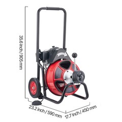 100ft 3/8&Prime; Drain Cleaner Machine Electric Drain Auger Auto Feed W/ Cutters