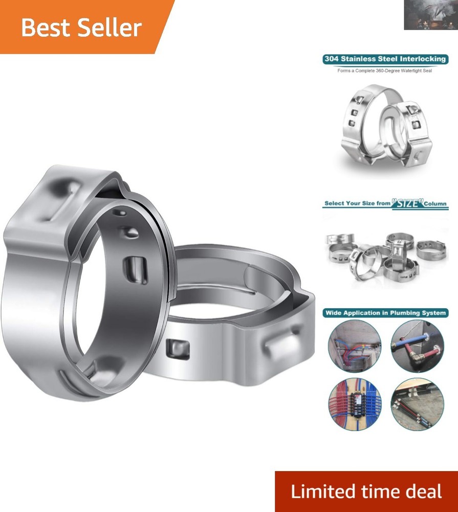 High Quality 50 Pack 1/2 Inch Stainless Steel PEX Cinch Clamps &ndash; Anti-Corrosion