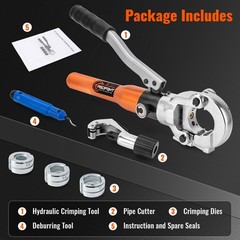 Copper Pipe Crimping Tool &ndash; with 1/2&Prime;, 3/4&Prime;, 1&Prime;, Silver With Black Handles