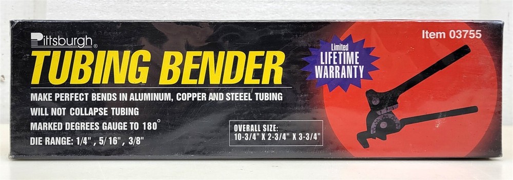 Pittsburgh Tools #03755 Tubing Bender 10-3/4 x 2-3/4 x 3-3/4 &ndash; NIB ~ T354