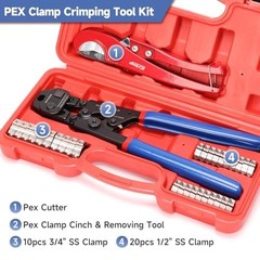 iCrimp CRP1096 PEX Cinch Remove Tool Kit 3/8-1In Clamps Pipe Cutter Plumbers