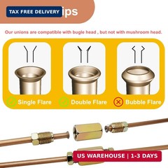 4 Sets of 3/16&Prime; Brake Line Tubing Unions (Connectors) with 8 Nuts (3/8 &ndash; 24 Thre