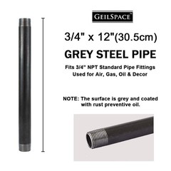 GeilSpace 3/4&Prime; &times; 12&Prime; Heavy Duty Pre-Cut Grey Metal Pipe, &times; 12&Prime;, Gray