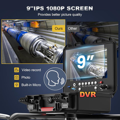 300FT Sewer Inspection Camera, 9&rdquo; HD Screen, Waterproof, DVR, 32GB