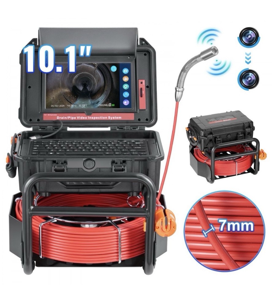 VEVOR Sewer Camera 165 ft/50m Self-Leveling Drain Camera with 10.1&Prime; Touchscreen