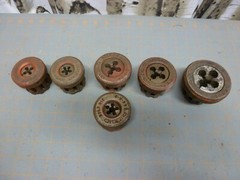Lot of 6 Ridgid 00-R-B Bolt Threader Dies 5/16-18, 3/8-16, 1/2-13, 9/16-12, 3/4