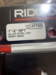 Ridgid 47750 1&Prime; To 2&Prime; 11-1/2&Prime; NPT Pipe Dies, Alloy Rh, for Universal Die Heads