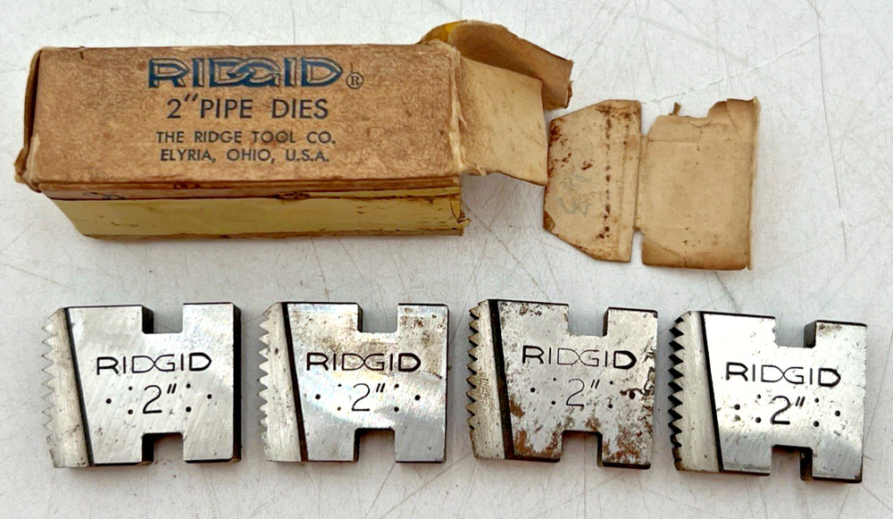 RIDGE TOOL CO RIDGID 2&Prime; PIPE THREADING DIES SET OF 4 NEW W/SURFACE RUST BOX 2