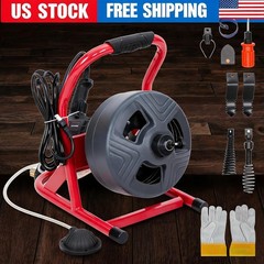 50Ft x Inch Drain Cleaner Machine, Electric Drain Auger Cleaner Sewer Snake 5/16