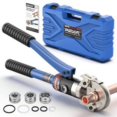 SWANSOFT Hydraulic Copper Pipe Crimping Tool with 1/2&Prime;,3/4&Prime;,1&Prime; Dies Dark Blue