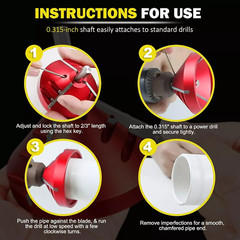 2 in 1 PVC Deburring & Chamfer Tool for PVC / ABS Pipes OD0.92-3.89&Prime; ID0.75-3.5