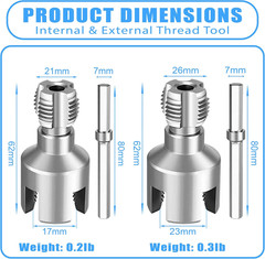 2 PCS 2-in-1 PVC Pipe Threader Kit, Dual Function Integrated Internal & Exter&hellip;
