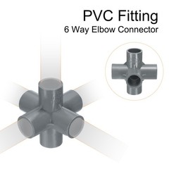 4pcs Tee PVC Fitting 1/2&Prime; 6 Ways Connector Build Grade Pipe Coupling Grey