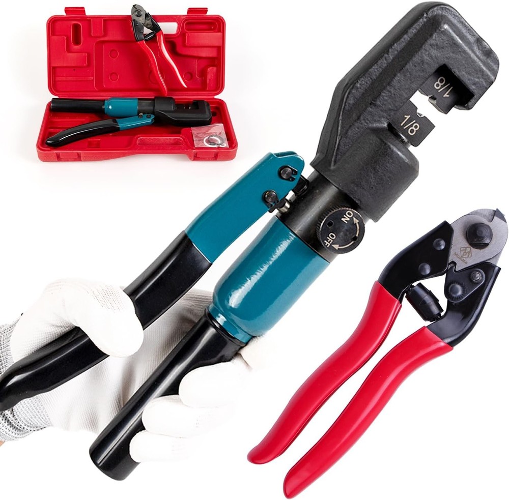 Muzata Blue Hydraulic Crimper Tool for Custom Cable Railing 1/8&Prime; Stainless Steel