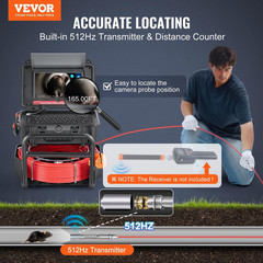 Sewer Camera, 165 Ft/50M, Self-Leveling Drain Camera with 10.1&Prime; Touchscreen, 512