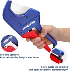 Workpro Ratchet Pipe Cutter Tool Up to 2 1/2 Inches PEX PVC PPR Plastic Hose